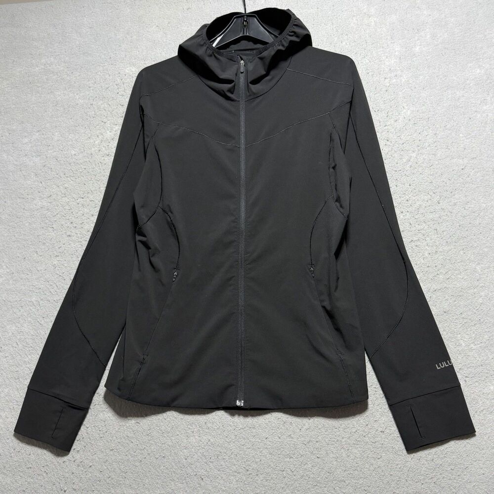 Lululemon Mist Over Windbreaker Hooded Women’s Size 10 Black Full Zip